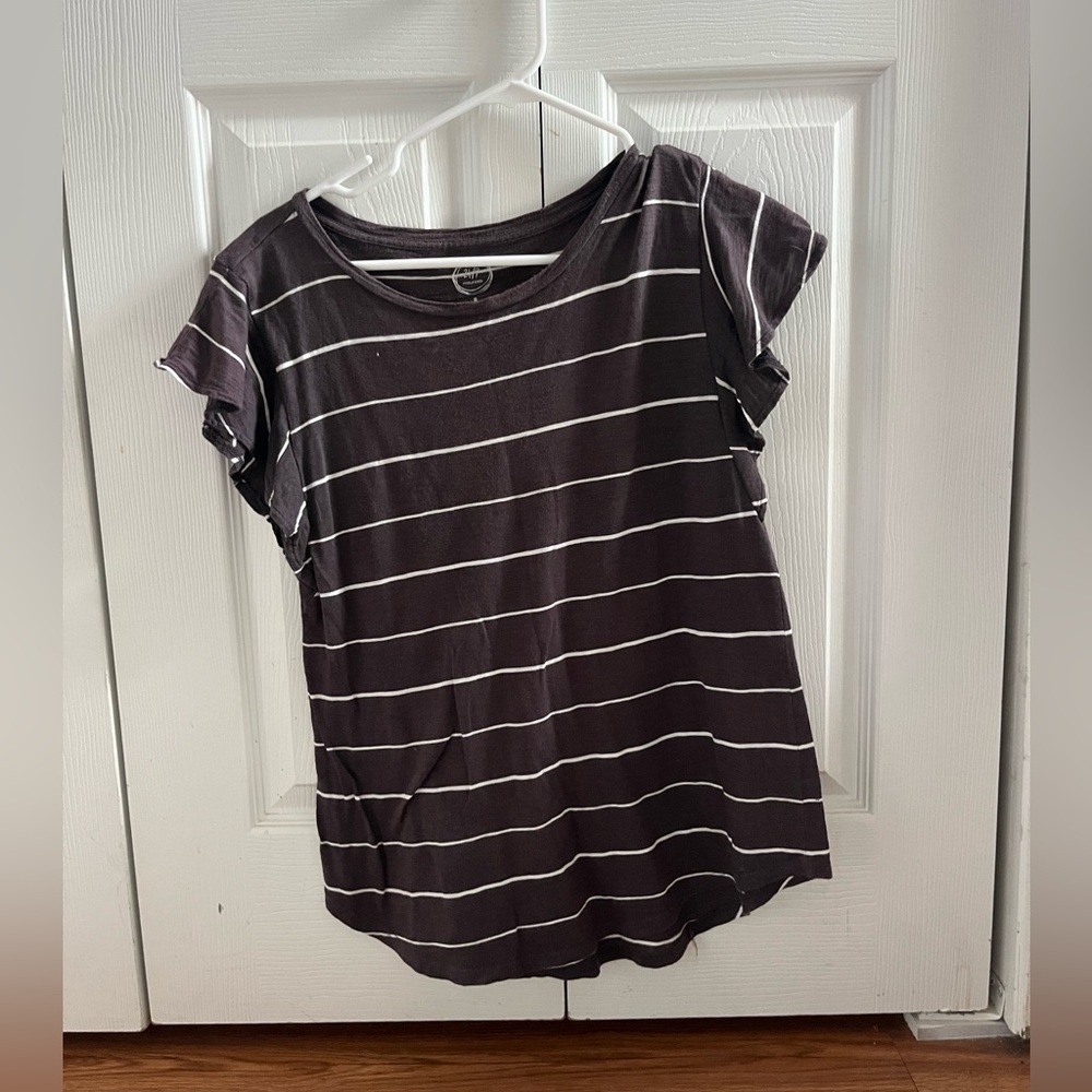 Striped Brown and White Women's Top